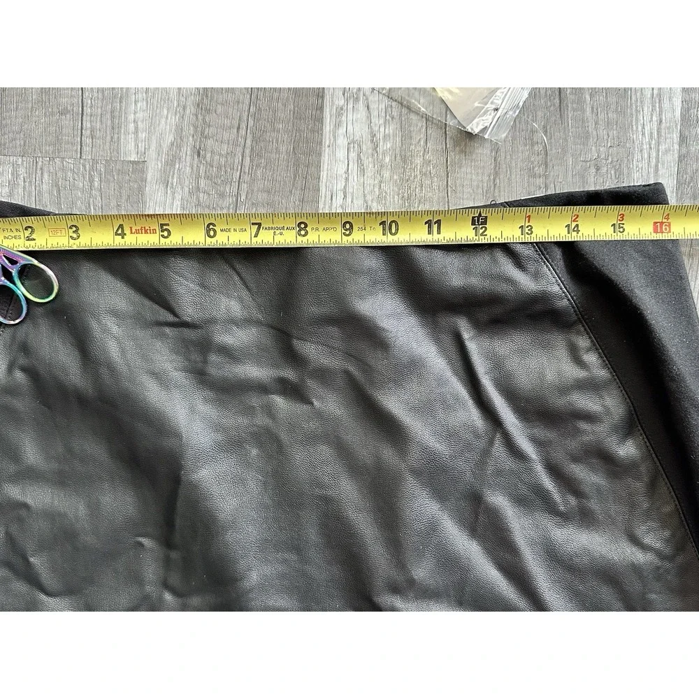 Chico's Skirt Size 1.5 US 8 Reg Black Faux Leather Cody Panel Pencil Skirt Slit‎